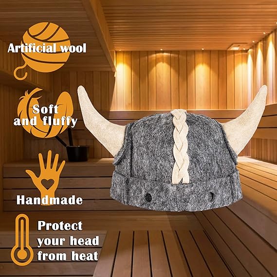 SHSH trade group Sauna Hat Viking Russian Banya Hat for Men - Grey Wool Felt Sauna Hat for Men by SHSH trade group - Image 3