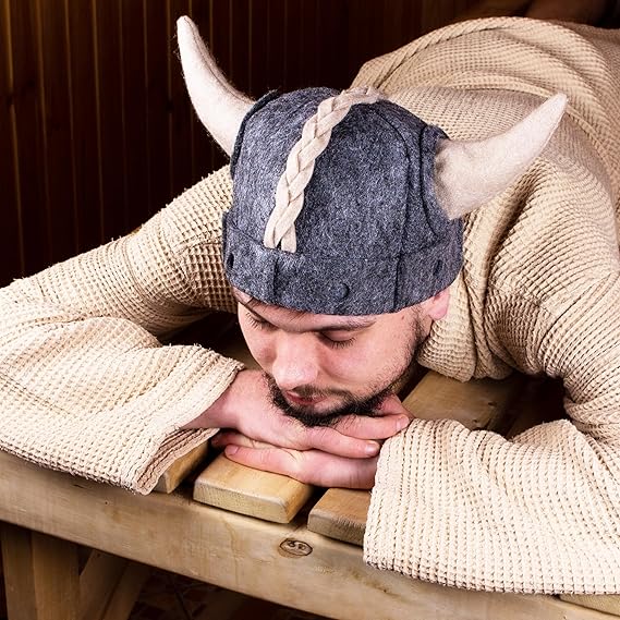 SHSH trade group Sauna Hat Viking Russian Banya Hat for Men - Grey Wool Felt Sauna Hat for Men by SHSH trade group - Image 5