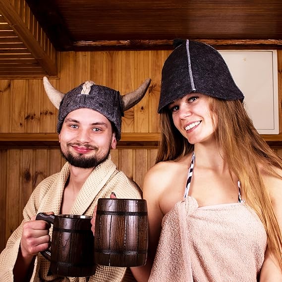 SHSH trade group Sauna Hat Viking Russian Banya Hat for Men - Grey Wool Felt Sauna Hat for Men by SHSH trade group - Image 6