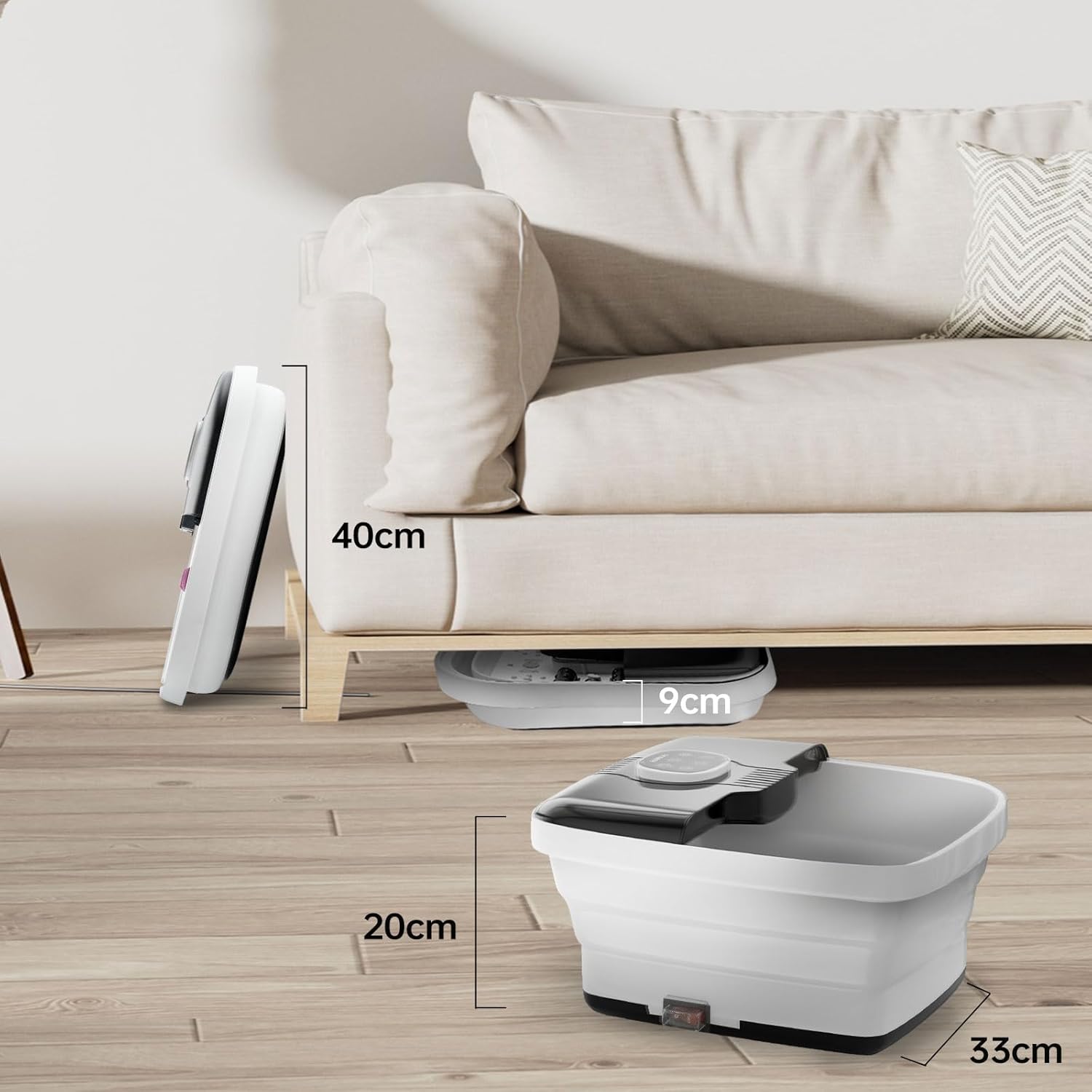 Angju Collapsible Foot Spa with Heat,Remote Temperature Control and Bubble,Foot Bath Tub with 6 Massage Rollers,Timer and Pumice Stone,Electric Pedicure Foot Spa Machine for Feet Stress Relief - Image 7